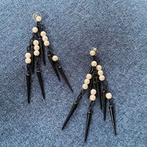 Never Worn H&M Matte black Pearl and spike dangle earring posts!!